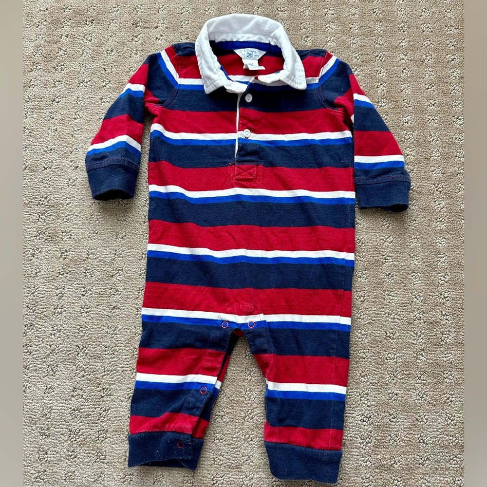 Chaps Boys 6 Months Red White & Blue Stripe Onesie